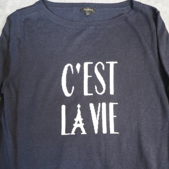 Talbots C'EST LA VIE Crew Neck Sweatshirt Women's size Medium Paris France - Picture 1 of 11